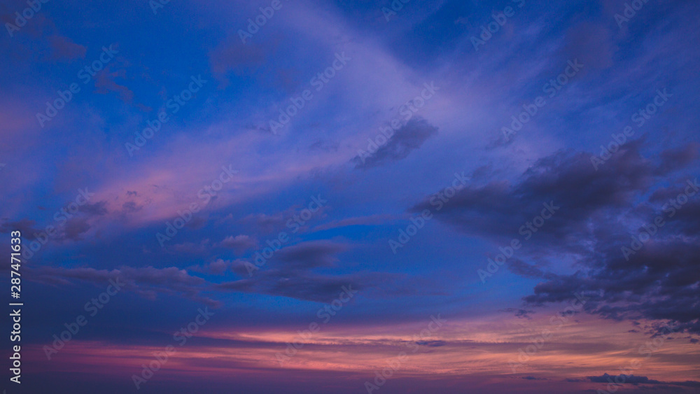 Colorful sky after the sunset on the beach