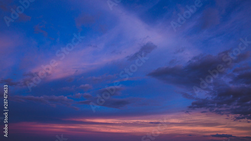 Colorful sky after the sunset on the beach