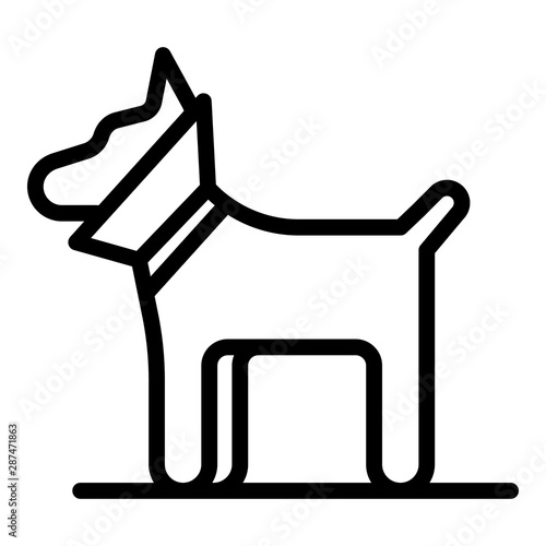 Dog with a neck brace icon. Outline dog with a neck brace vector icon for web design isolated on white background