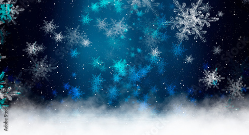 Empty dark, winter scene wi...