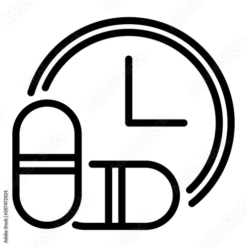 Medication time icon. Outline medication time vector icon for web design isolated on white background