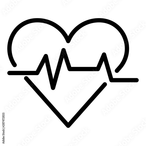 Heart rate icon. Outline heart rate vector icon for web design isolated on white background
