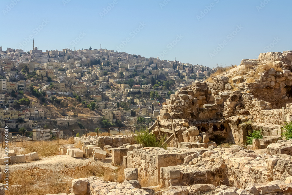 Fototapeta premium Ruins of Amman citadel - Jordan