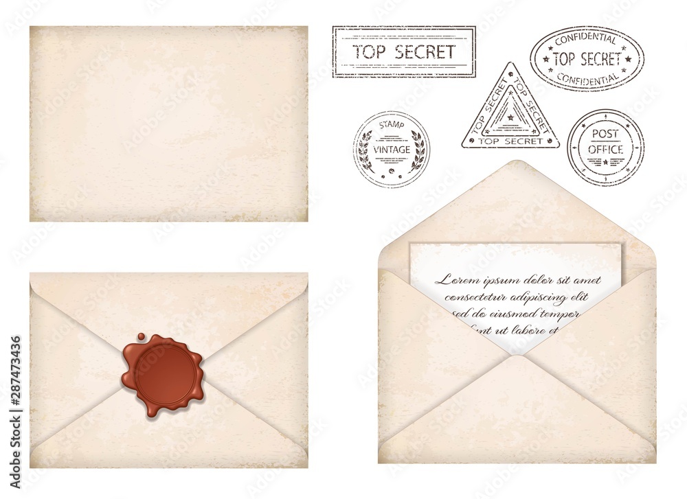 Transparent old vintage letter with seal and stamp 22479155 PNG