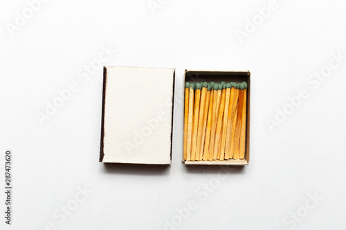 Canvas Print Close-up of opened matchbox with mockup.