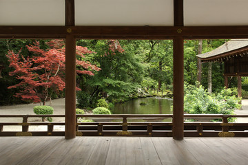 Plexiglas schilderij Zen Kamigamo schrijn tuin in Kyoto  © rudiuk