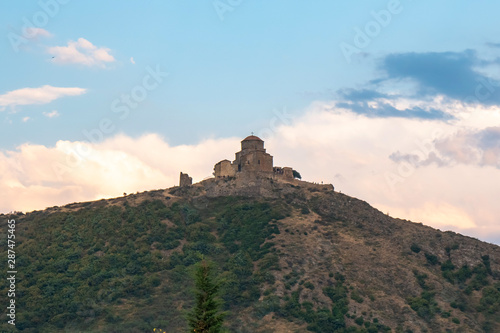 View of Jvari Monastery near Mtskheta. UNESCO world heritage in Georgia.