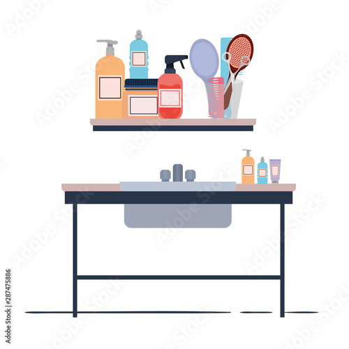 pet grooming table on white background