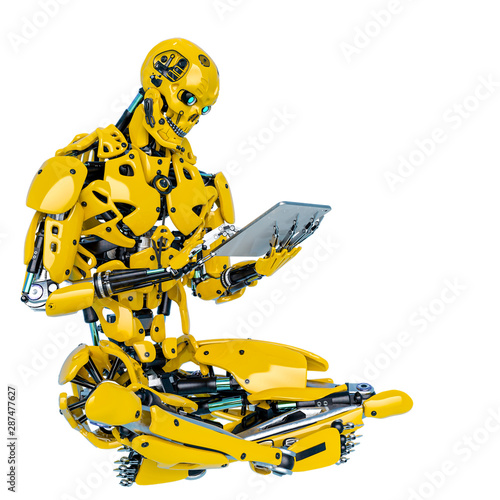 yellow bee android using a tablet