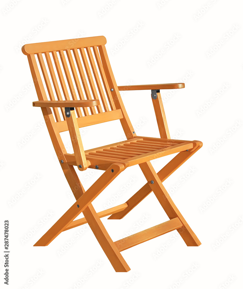 Wooden folding chair on isolated white background