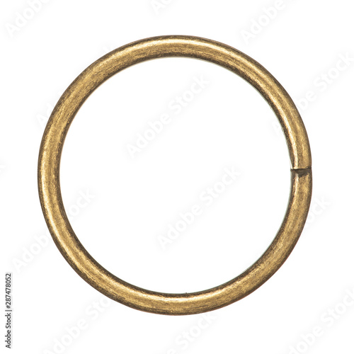 Brass linking ring link for needlework isolated on white background