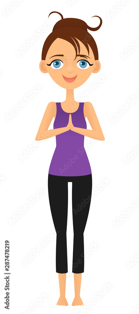 Woman standing in the namaste position