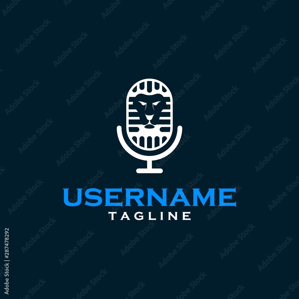 Obraz premium lion microphone logo design inspiration . lion podcast logo design template . lion studio logo design