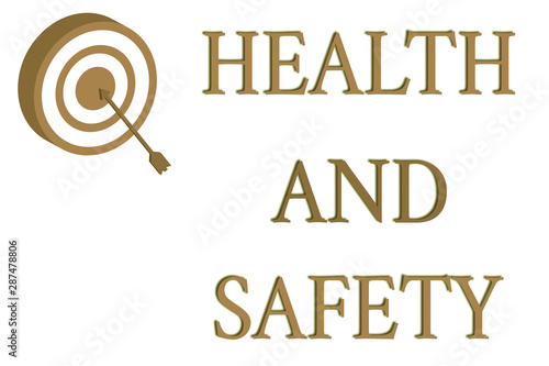 Word writing text Health And Safety question. Business photo showcasing regulations and procedures intended to prevent accident Dart Board in Circle Concentric Style with Arrow Hitting Center Bulls