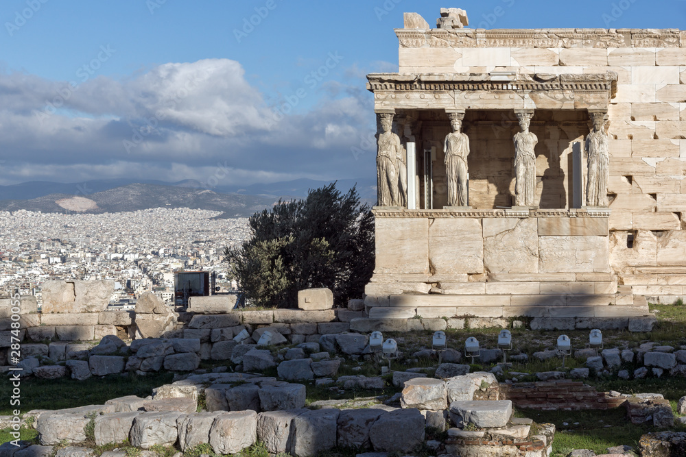 Temple The Erechtheion at Acropolis of Athens, Greece