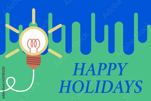 Handwriting text Happy Holidays. Conceptual photo Made a short journey by a group of showing for pleasure Big idea light bulb. Successful turning idea invention innovation. Startup photo