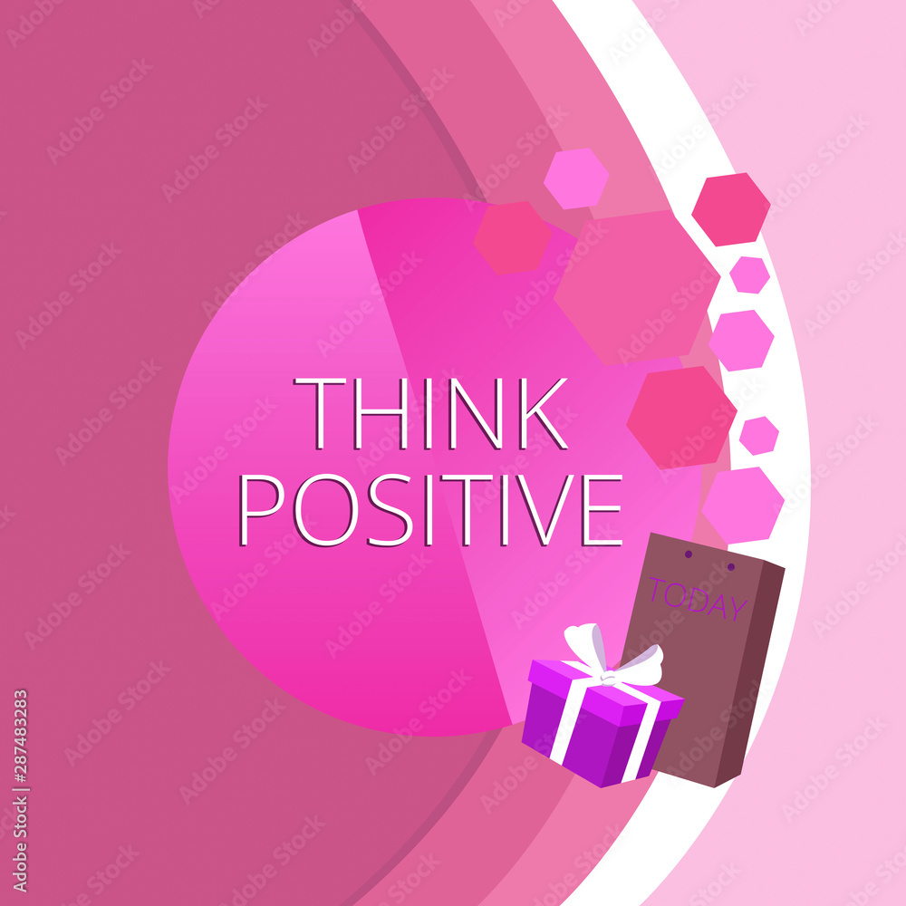 Text sign showing Think Positive. Business photo text The tendency to be positive or optimistic in attitude Greeting Card Poster Gift Package Presentation Box Decorated by Bowknot Text sign showing Think Positive. Business photo text The tendency to be positive or optimistic in attitude Greeting Card Poster Gift Package Presentation Box Decorated by Bowknot