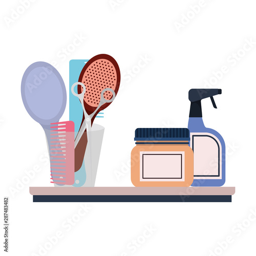 professional hairdressing tools on white background