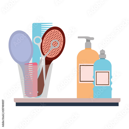 professional hairdressing tools on white background