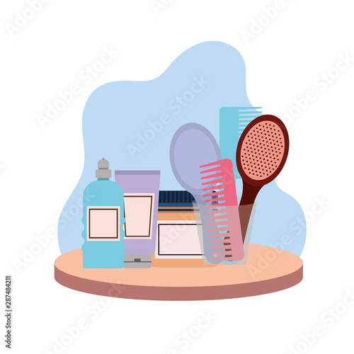 professional hairdressing tools on white background