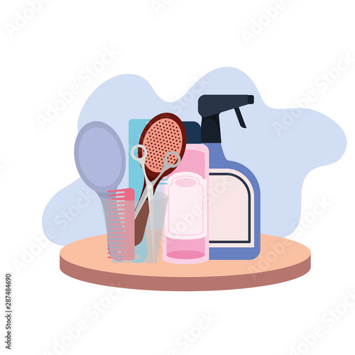 professional hairdressing tools on white background