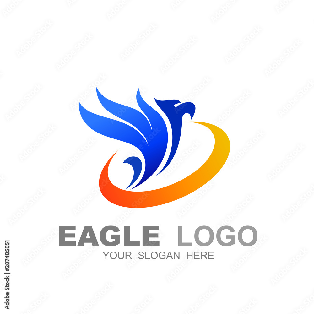 Naklejka premium Eagle logo, Simple swoosh eagle logo design template