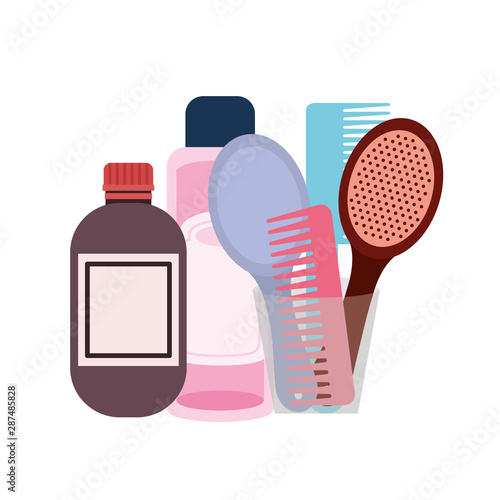 pet grooming set on white background