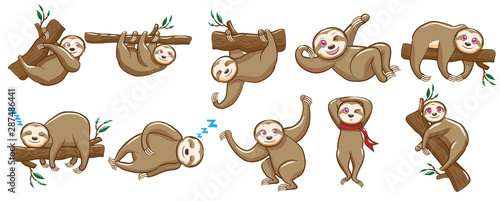 sloth vector set graphic clipart