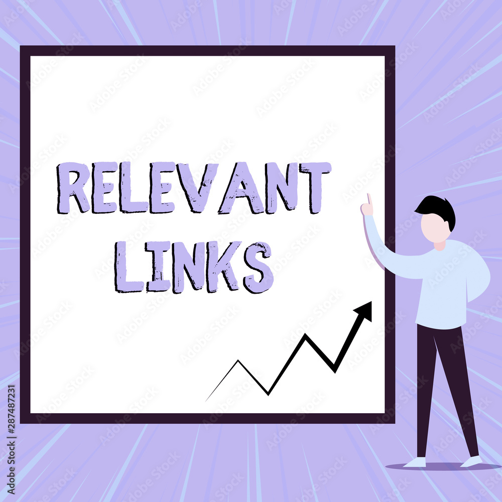 Word writing text Relevant Links. Business photo showcasing Significant sites for a particular topic Associated View young man standing pointing up blank rectangle Geometric background Word writing text Relevant Links. Business photo showcasing Significant sites for a particular topic Associated View young man standing pointing up blank rectangle Geometric background