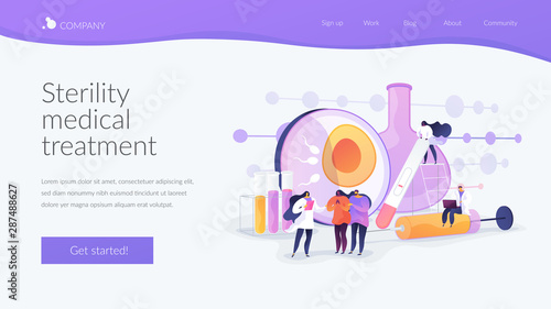 Doctor working on infertility treatment for couple. Negative pregnancy test. Infertility, female infertility causes, sterility medical treatment concept. Website homepage header landing web page