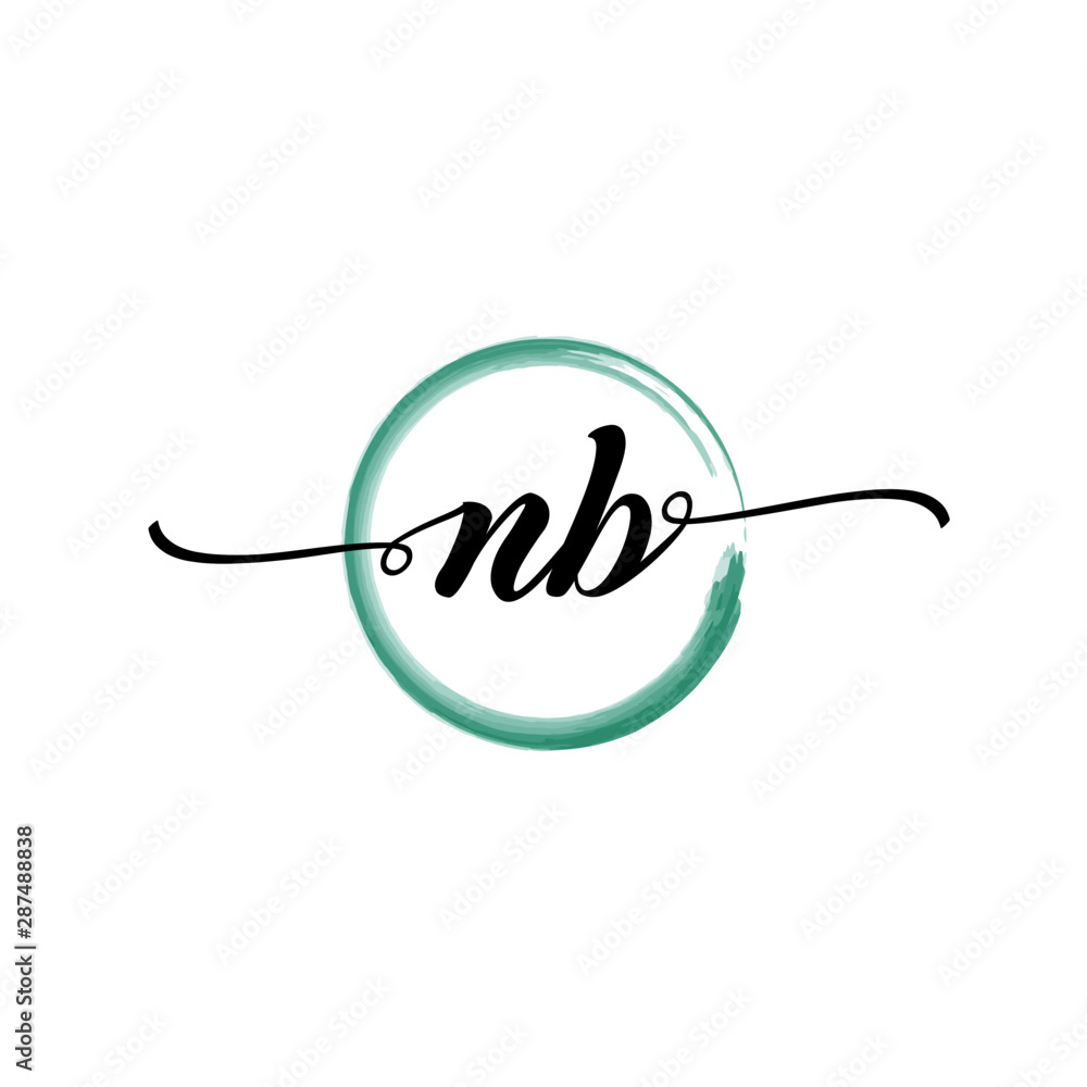 NB initial handwriting logo template. round logo in watercolor color with handwritten letters in the middle. Handwritten logos are used for, weddings, fashion, jewelry, boutiques and business NB initial handwriting logo template. round logo in watercolor color with handwritten letters in the middle. Handwritten logos are used for, weddings, fashion, jewelry, boutiques and business