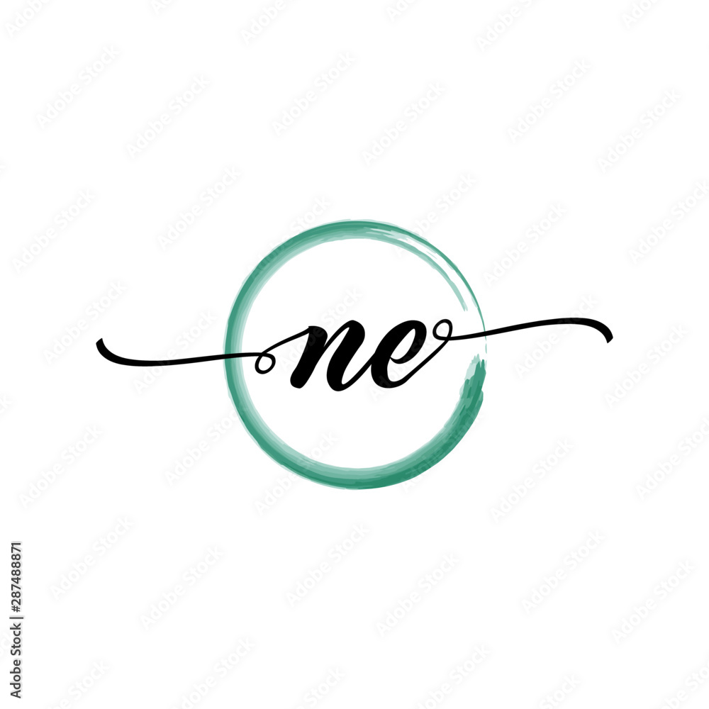 NE initial handwriting logo template. round logo in watercolor color with handwritten letters in the middle. Handwritten logos are used for, weddings, fashion, jewelry, boutiques and business NE initial handwriting logo template. round logo in watercolor color with handwritten letters in the middle. Handwritten logos are used for, weddings, fashion, jewelry, boutiques and business