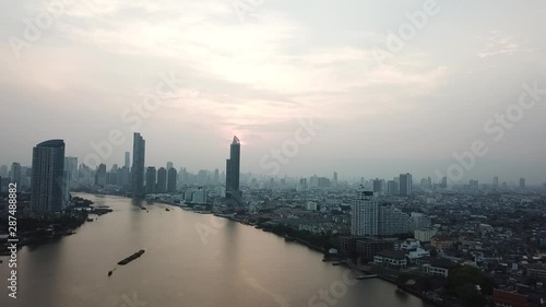 city sky tower downtown river bangkok thailand