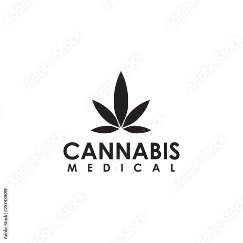 Cannabis leaf medical logo design inspiration vector template