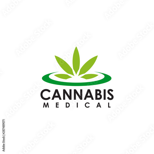 Cannabis leaf medical logo design inspiration vector template