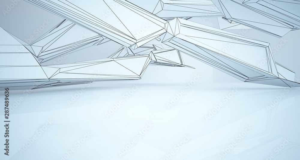 Abstract architectural white interior of a minimalist house with large windows. Drawing. 3D illustration and rendering. Abstract architectural white interior of a minimalist house with large windows. Drawing. 3D illustration and rendering.
