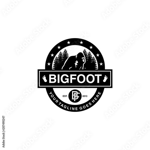 big foot badge vector logo design