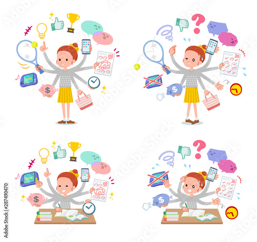 flat type Polka dot clothes girl_mulch task Office