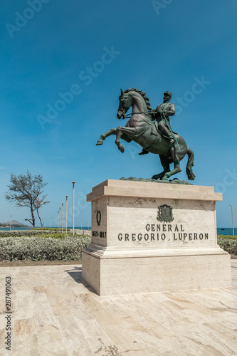 Statue of general Gregorio Luperon, near fortress of san Felipe, La Puntilla square, Puerto Plata, dominican Republic