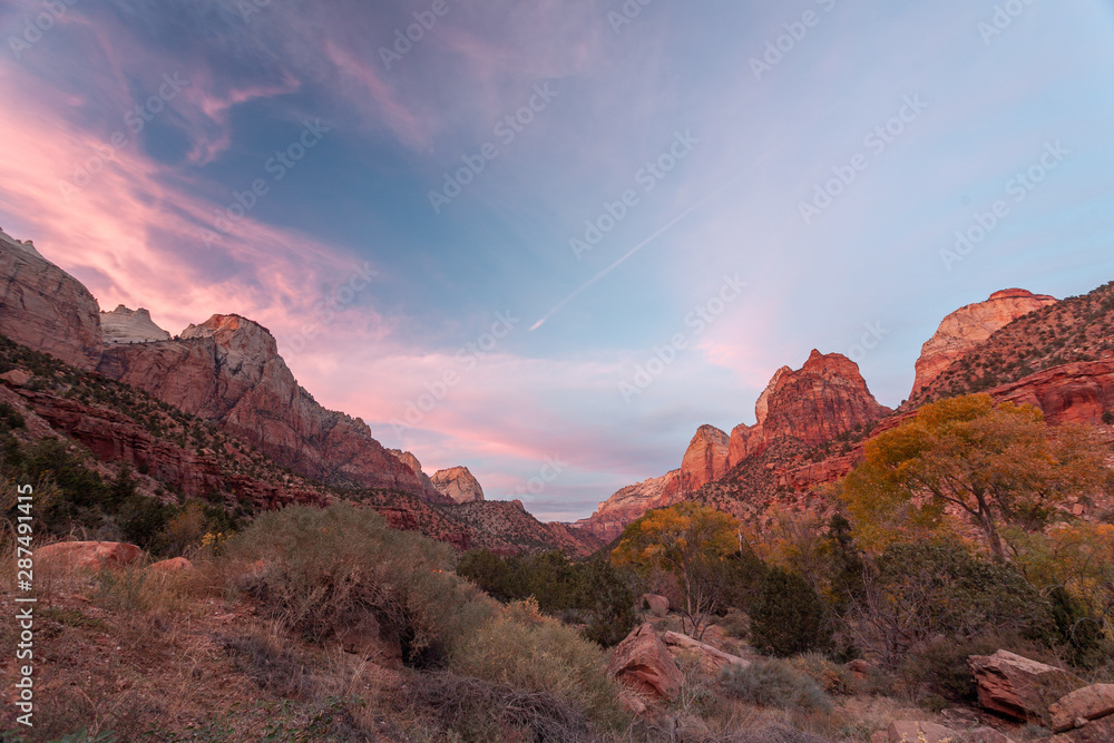Sunset in Zion Canyon, Zion National Park, Utah