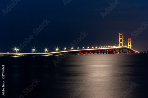 Mackinac Bridge and approaches from St. Ignace, Michigan photo