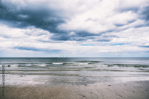 Landscape Image of the sea with cloudy sky before sunset background