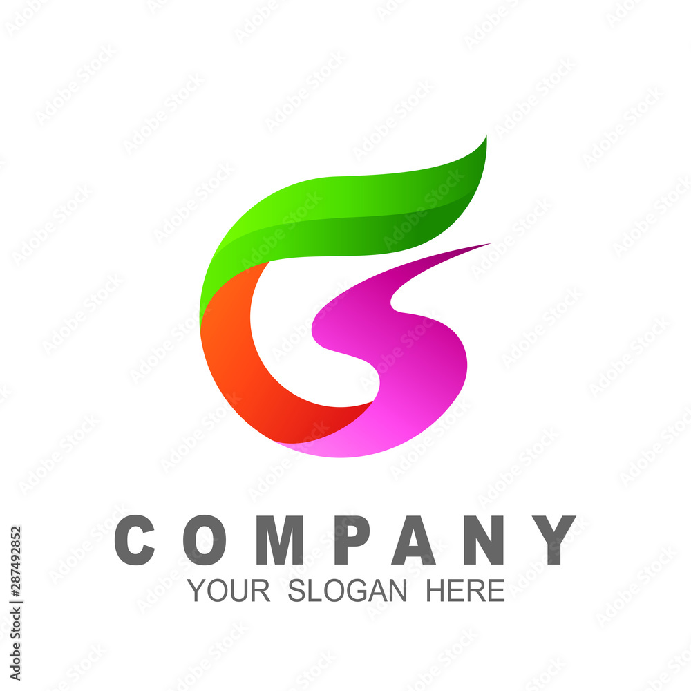 logo letter gs , g and s , gs logo with leaf design template, medical
