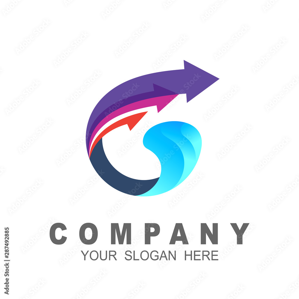 G letter arrow icon vector logo template illustration design, swoosh ...