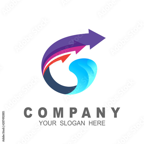 G letter arrow icon vector logo template illustration design, swoosh logo and letter g icon, 3d logo with simple design