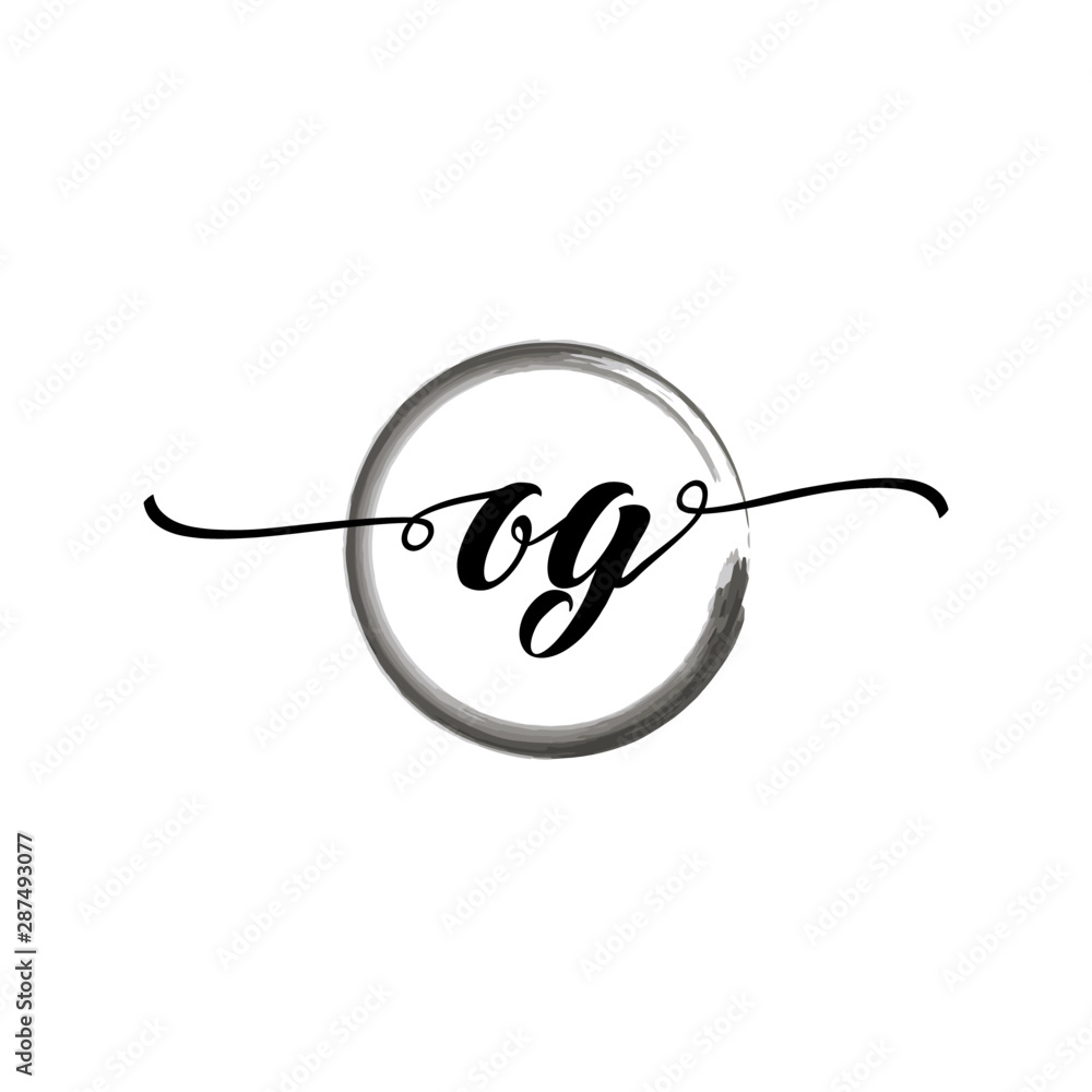 OG initial handwriting logo template. round logo in watercolor color with handwritten letters in the middle. Handwritten logos are used for, weddings, fashion, jewelry, boutiques and business OG initial handwriting logo template. round logo in watercolor color with handwritten letters in the middle. Handwritten logos are used for, weddings, fashion, jewelry, boutiques and business