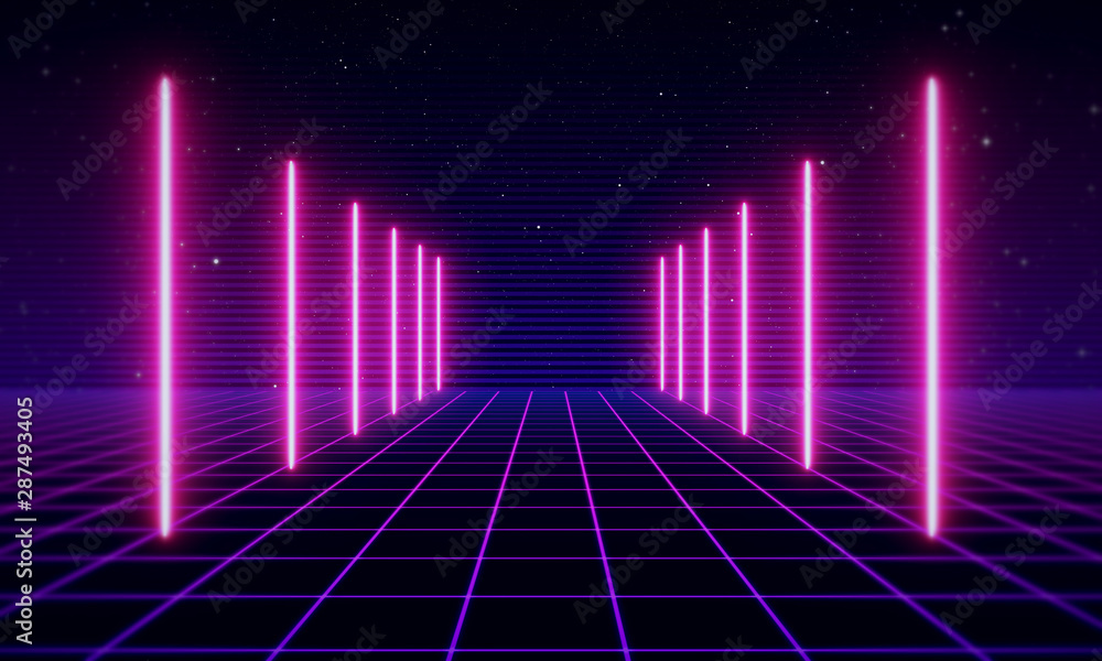 Retro Sci-Fi Background Futuristic landscape of the 80`s. Digital Cyber Surface. Suitable for design in the style of the 1980`s Retro Sci-Fi Background Futuristic landscape of the 80`s. Digital Cyber Surface. Suitable for design in the style of the 1980`s