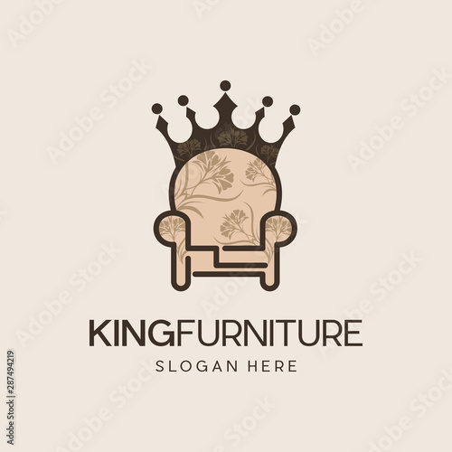 King Sofa Furniture Interior Modern Icon Logo Element Design Template Vector