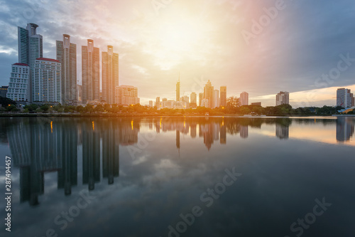 City building with water reflection before sunset © pandaclub23