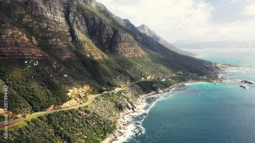 Aerial view of the scenic coastal road to Cape Point, South Africa